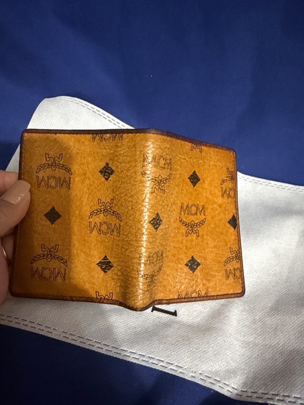 MCM Cognac Visetos Leather Card Holder Wallet - Men's Accessory - Picture 6 of 7